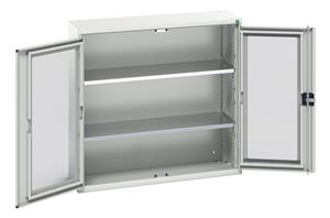 Verso Glazed Clear View Storage Cupboards for Tools with Shelves Verso 1050W x 350D x 1000H Window Cupboard 2 Shelves